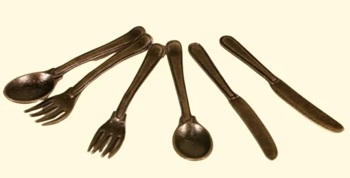 * Posate In Ferro, Lunghezza Cm. 5 Set 6 Pz Per Presepe
