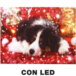 * Quadro Natalizio Con Cagnolino 20X15X2.5Cm Con Microled Bianco Caldo