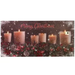 * Quadro Natalizio Con Candele 60X30X1,8Cm Con Microled Bianco Caldo