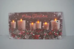 * Quadro Natalizio Con Candele 60X30X1,8Cm Con Microled Bianco Caldo