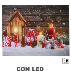 * Quadro Natalizio Con Regali 20X15H2,5Cm Con Microled Bianco Caldo