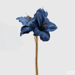 * Ramo Con Amaryllis Blu Stelo Oro H50