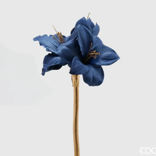 * Ramo Con Amaryllis Blu Stelo Oro H50