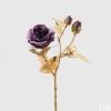 * Ramo Con Stelo Oro E Rosa Viola H50Cm