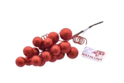 * Ramo Glitterato Rosso Con Bacche