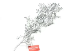 * Ramo Natalizio Con Foglie 100Cm Argento