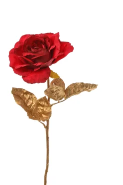 * Ramo Oro Con Rosa Rossa 57Cm