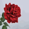 * Rosa Decorativa Con Gambo 65Cm Rosso E Verde