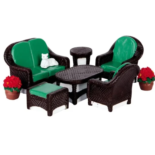 LEMAX Salotto Da Giardino Per Presepe - Wicker Lawn Set