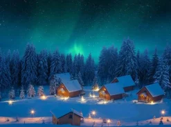 MYVILLAGE Sfondo Poster Aurora Boreale Con Fibre Ottiche 76X56Cm
