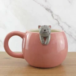 * Tazza Mug Rosa Con Gattino 3D 14Cm