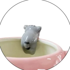 * Tazza Mug Rosa Con Gattino 3D 14Cm