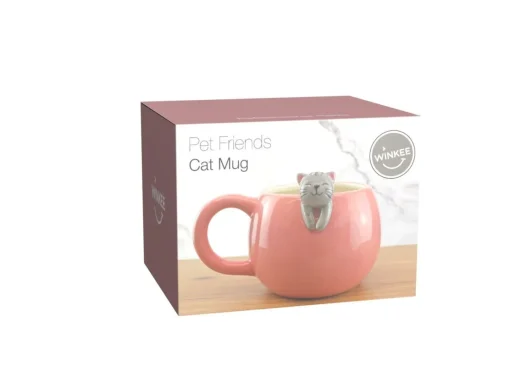 * Tazza Mug Rosa Con Gattino 3D 14Cm