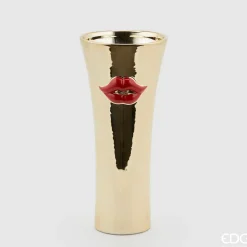 * Vaso Kiss Concavo Oro 13Xh30Cm